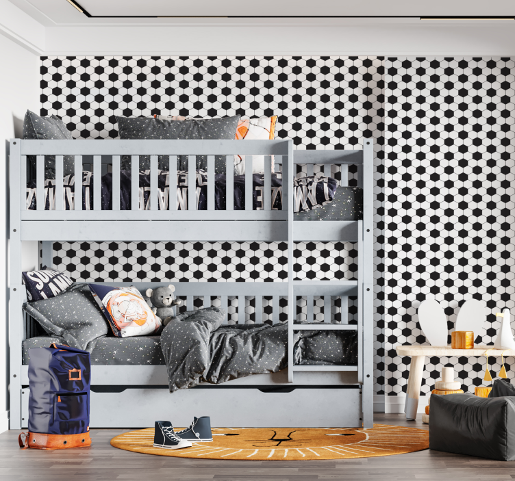 Hexagonal football pattern wallpaper teenage bedroom - TenStickers