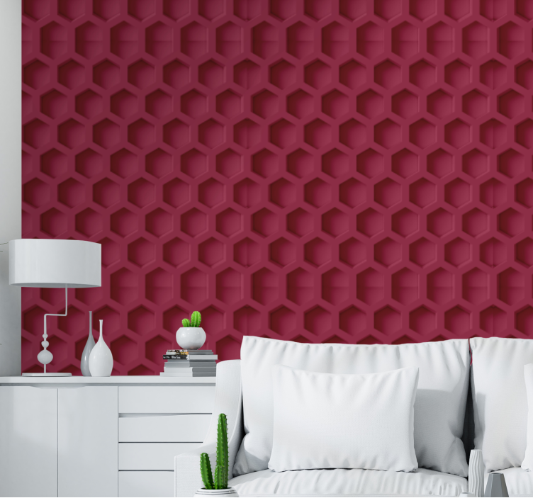Honeycomb red pattern textured wallpaper - TenStickers