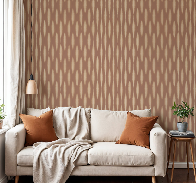 "Ikat Kasuri" Mocha Mousse goemetric wallpaper - TenStickers