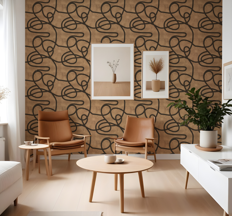 Irregular brown lines contemporary wallpaper - TenStickers