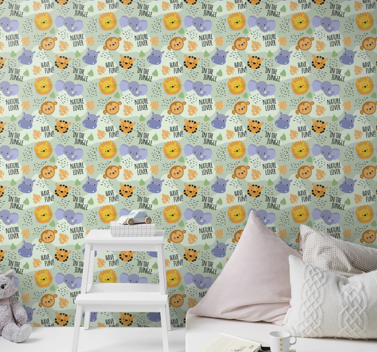 Jungle baby pattern animals wallpaper - TenStickers