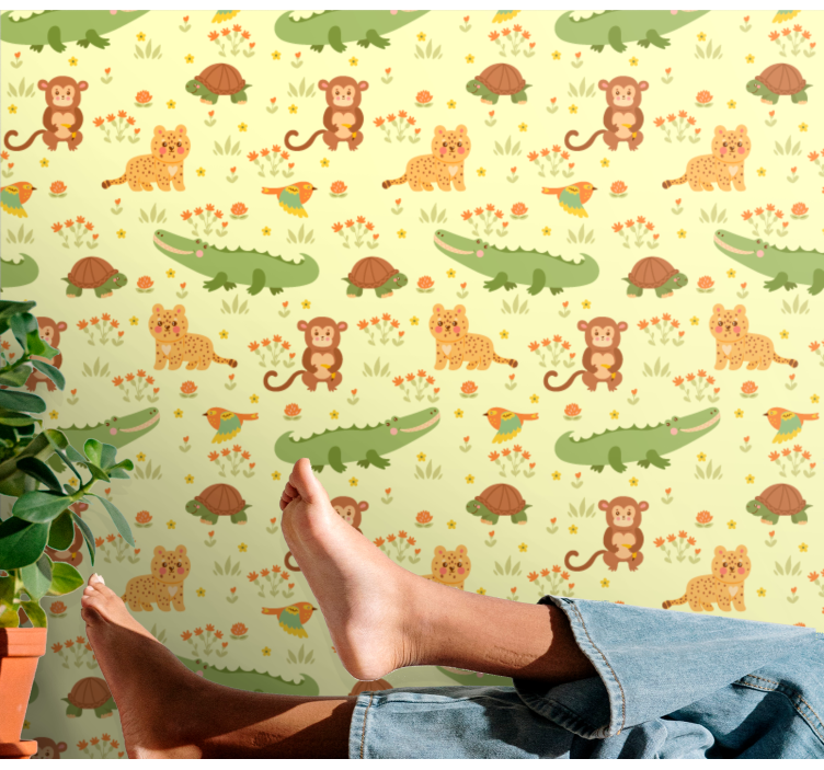Jungle Fauna Motif animals wallpaper - TenStickers