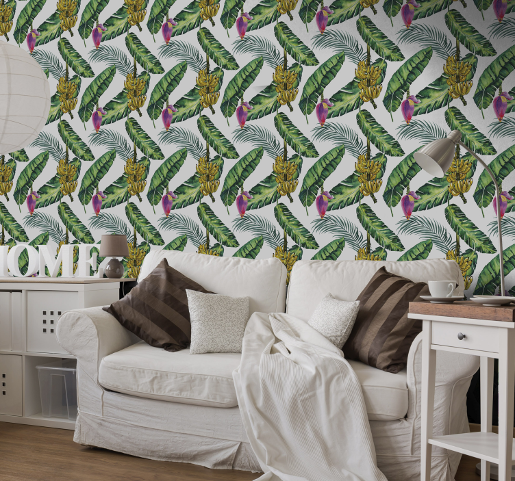 Jungle Wallpaper Banana Leaves - TenStickers