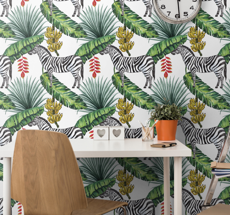 Jungle and Zebra Wallpaper - TenStickers