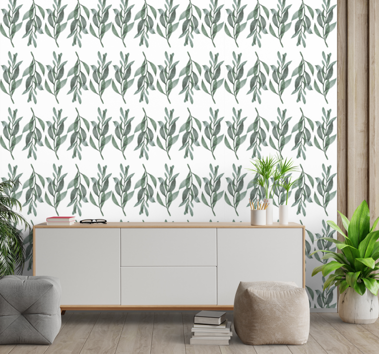Leaf branches leaf wallpaper - TenStickers