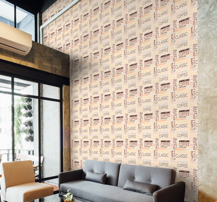 Living room wallpaper hot drinks coffee - TenStickers