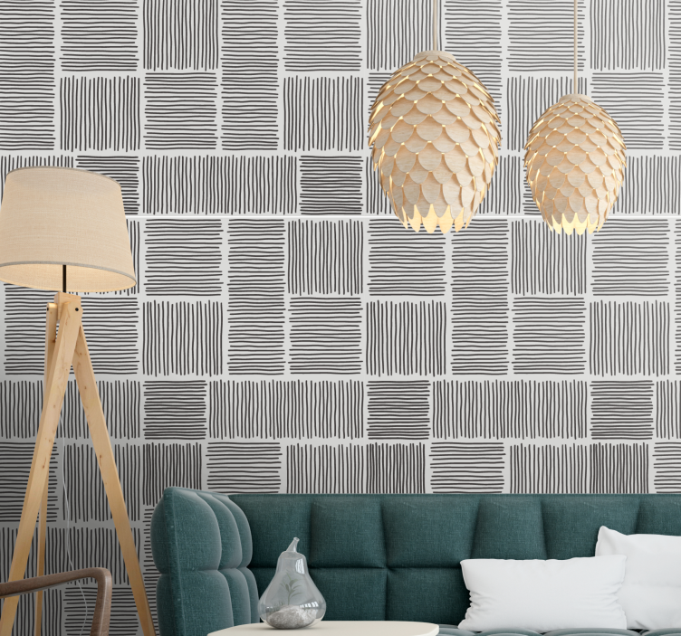 Line black white Mid-Century  Modern Wallpaper - TenStickers