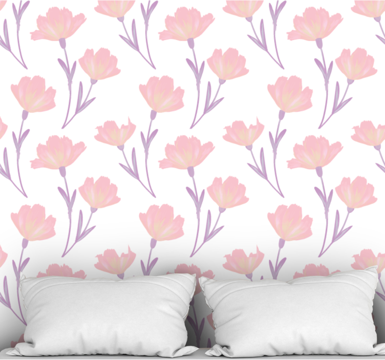 Aquarella wild flowers pattern Flower Wallpaper - TenStickers