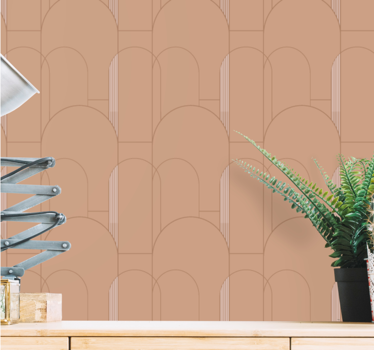 Beige arch patterns contemporary wallpaper - TenStickers