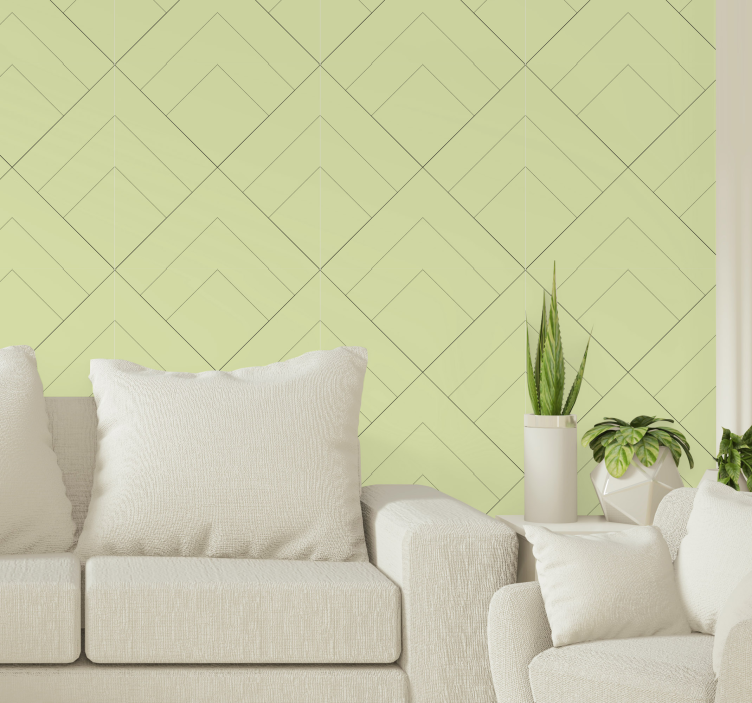 Green chevron motif contemporary wallpaper - TenStickers