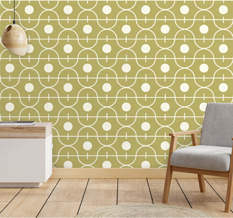 Modern beige pattern polka dots wallpaper - TenStickers