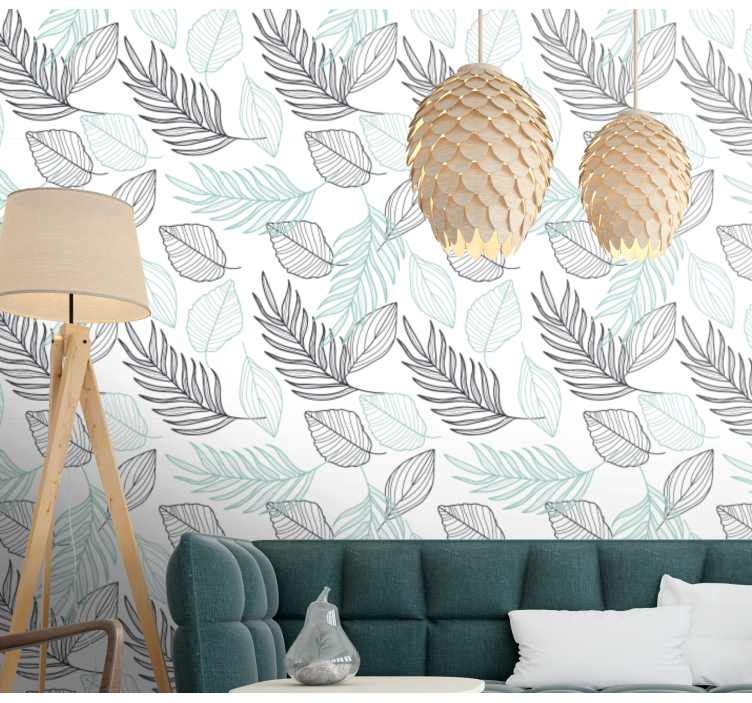 Modern two tone leaf leaf wallpaper - TenStickers