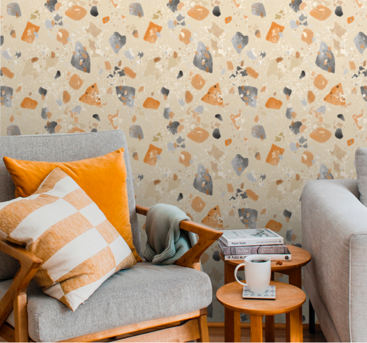Monochromatic terrazzo pattern wallpaper - TenStickers