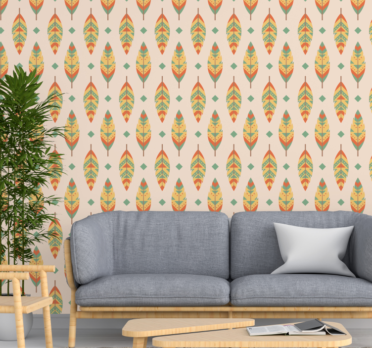 Multicolor feathers vintage Vintage Wallpaper - TenStickers