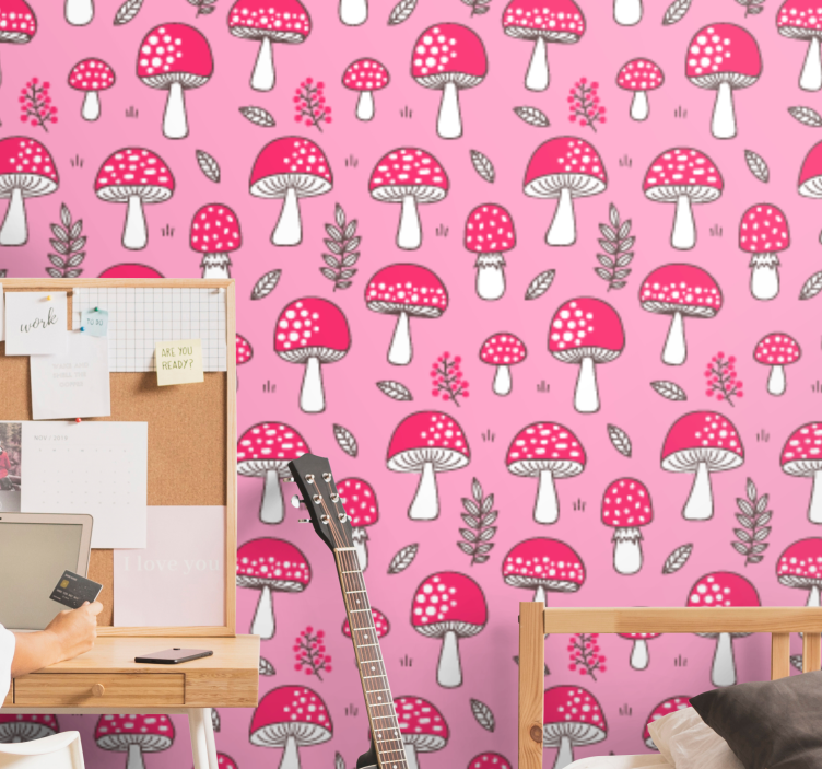 Mushroom Patterns art wallpaper - TenStickers