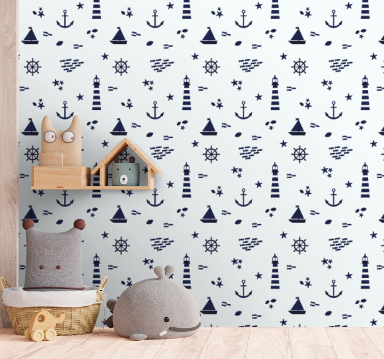 Nordic nautical elements wallpaper childrens room - TenStickers