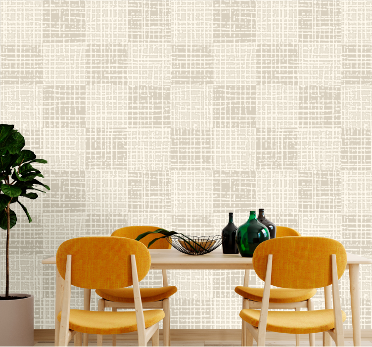 Neutral Grid Lines textured wallpaper - TenStickers
