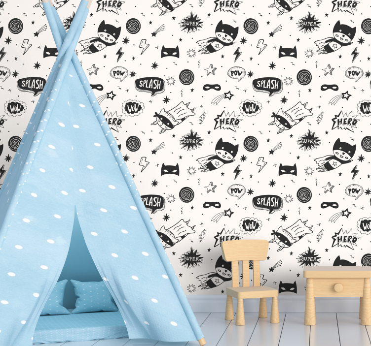 Onomatopoeia comic doodle cat wallpaper - TenStickers