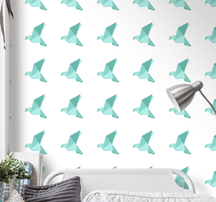 Origami Bird Pattern goemetric wallpaper - TenStickers