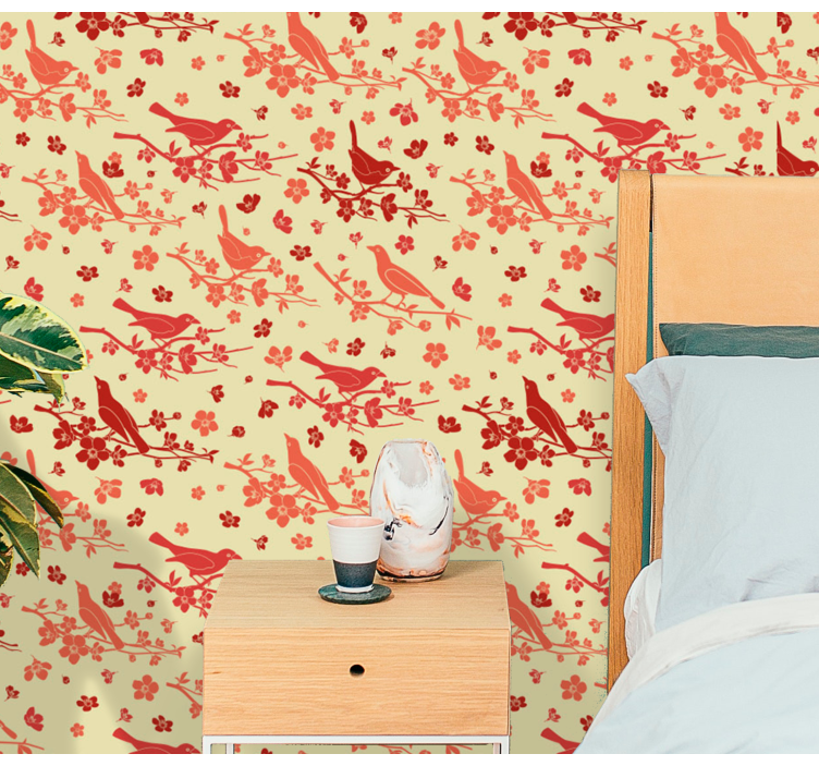 Ornamental Aviary floral wallpaper - TenStickers