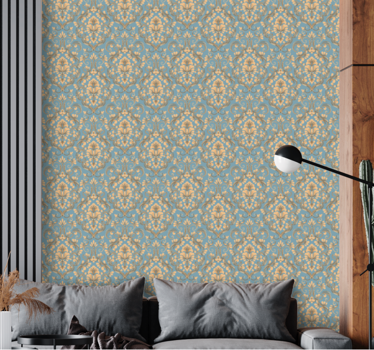 Ornate floral Damask retro wallpaper - TenStickers