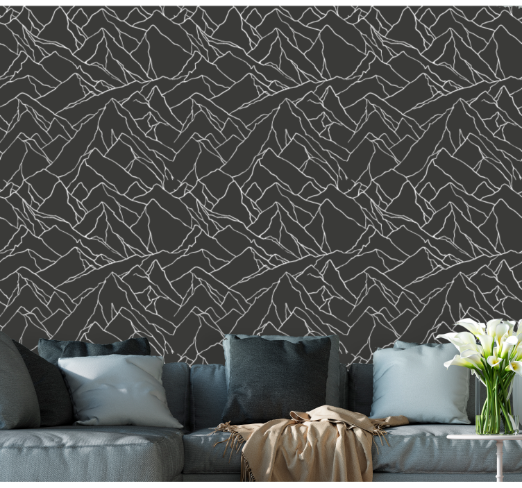 Outline of Mountains  Modern Wallpaper - TenStickers