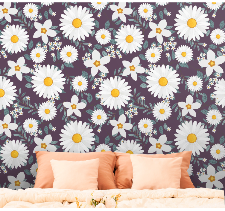 Painted pretty floral pattern wallpaper - TenStickers