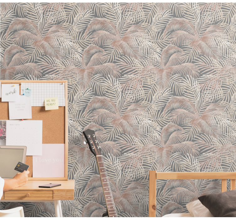 Palm leaves outline  Modern Wallpaper - TenStickers