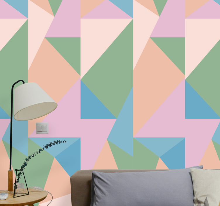 Pastel triangles art geometric wallpaper - TenStickers