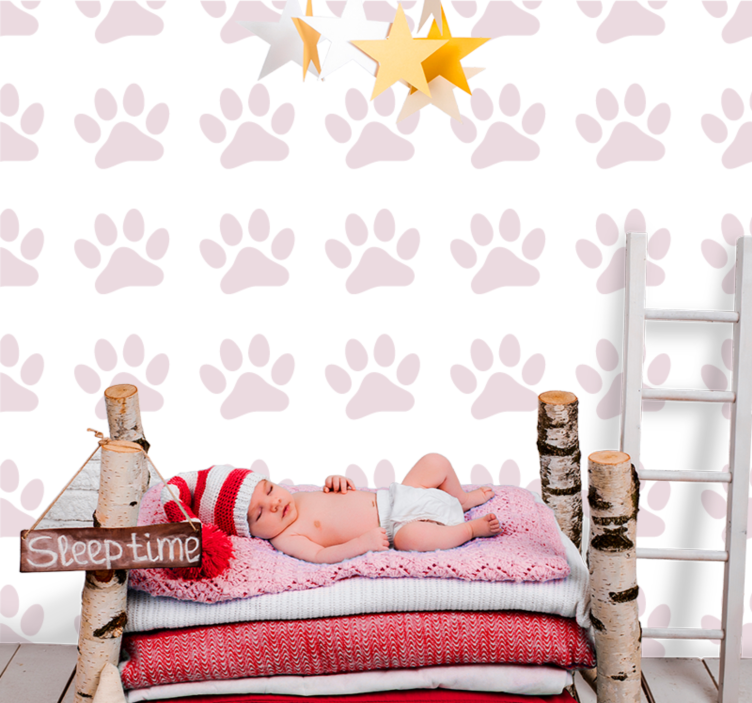 Paw Pattern Background nursery room wallpaper - TenStickers
