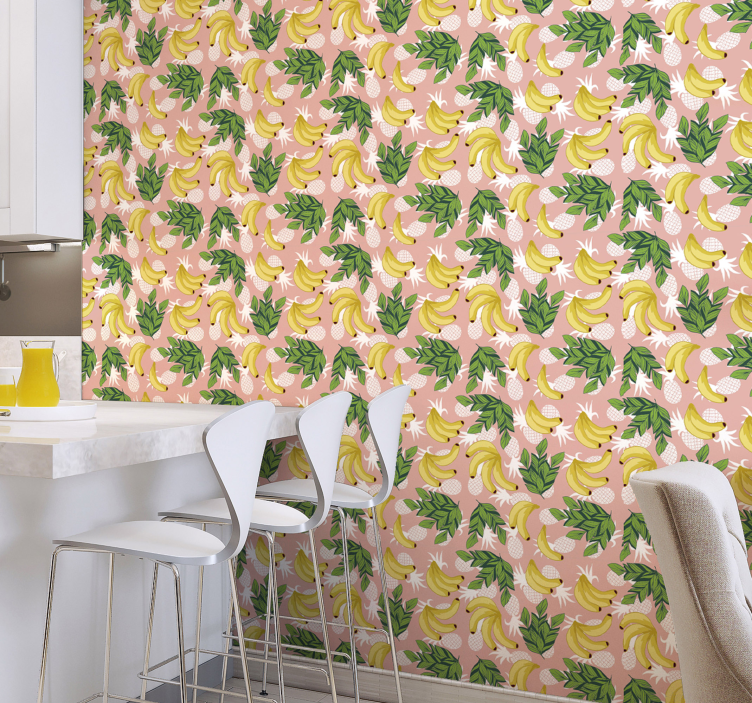 Pineapples and bananas Kitchen Wallpaper - TenStickers
