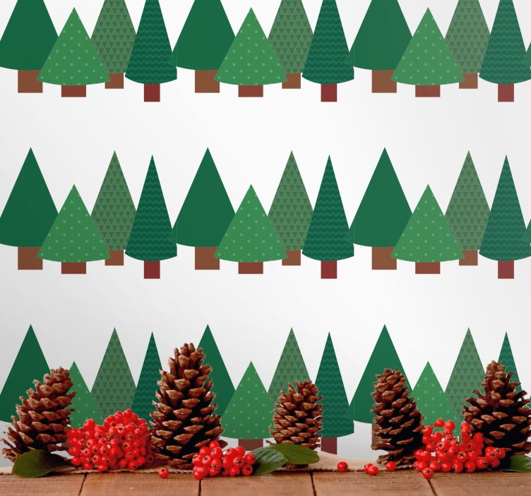 Pinecone Evergreens holiday christmas wallpaper - TenStickers