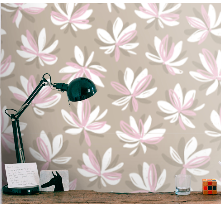 Pink and brown flours flower wallpaper - TenStickers
