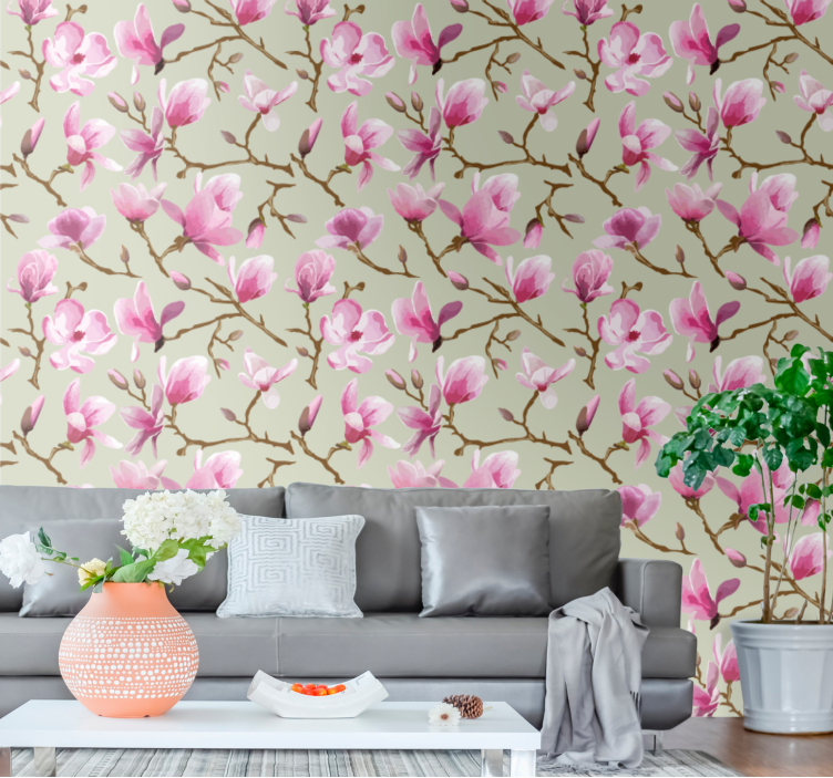 Pink Blossom Branches flowers wallpaper - TenStickers