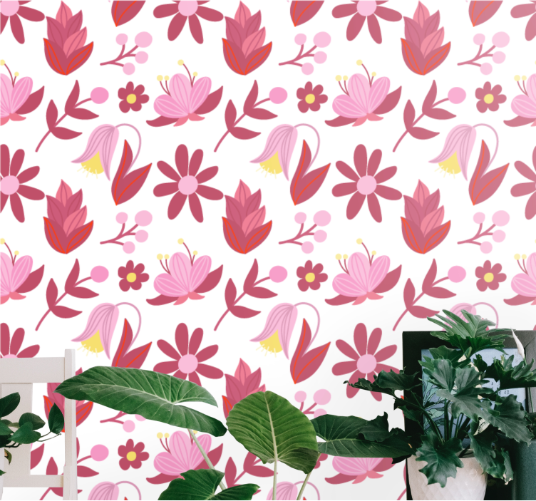 Pink bouquet arrangement floral wallpaper - TenStickers