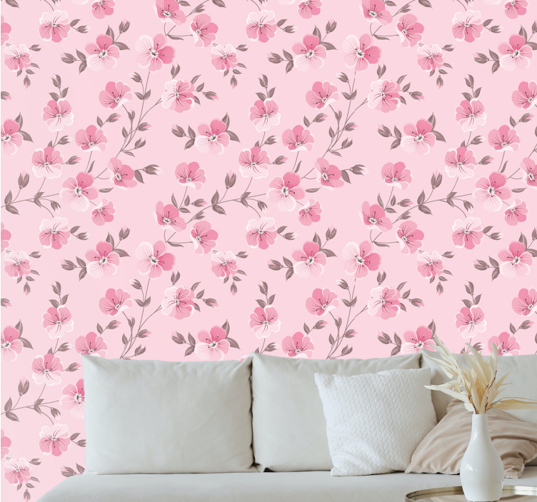 Pink Floral Arrangement flowers wallpaper - TenStickers