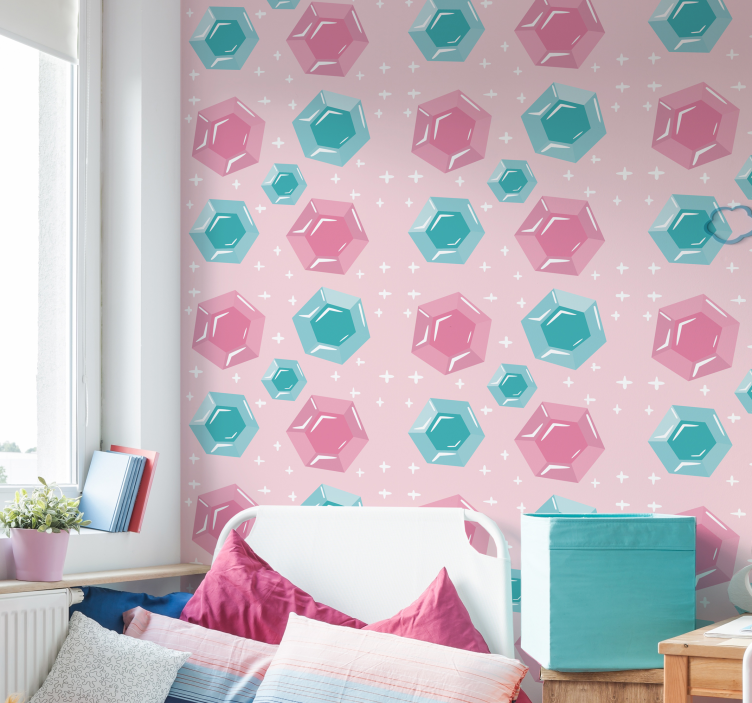 Pink Jewels Abstract Wallpaper - TenStickers