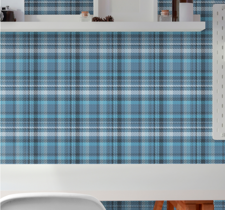 Plaid Pattern Design wallpaper horizontal stripes - TenStickers