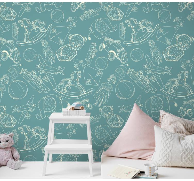 Playful Childhood Imagery wallpaper childrens room - TenStickers
