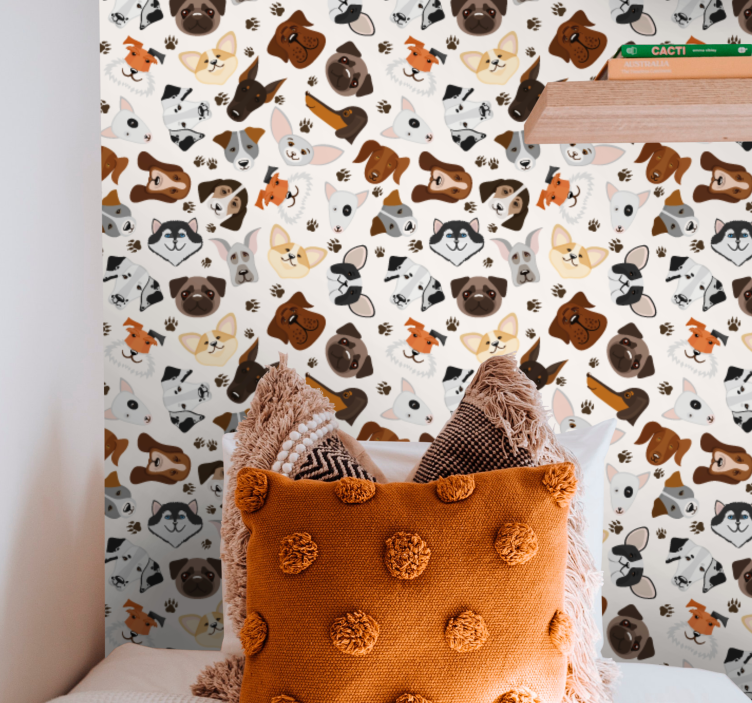 Playful Dog Illustrations cute dog wallpaper - TenStickers