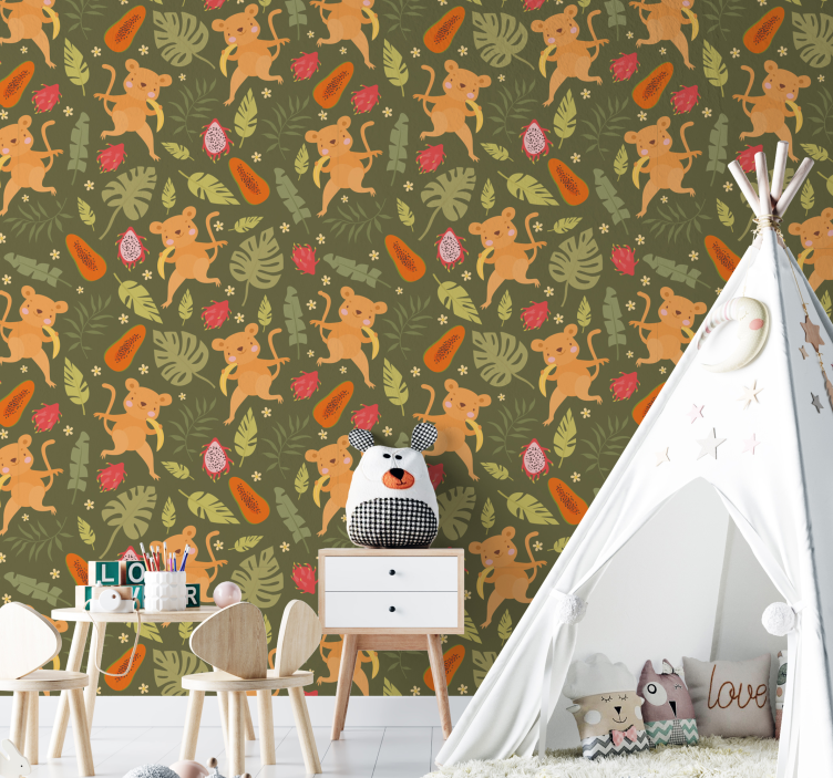 Playful Feline Motif cats wallpaper - TenStickers