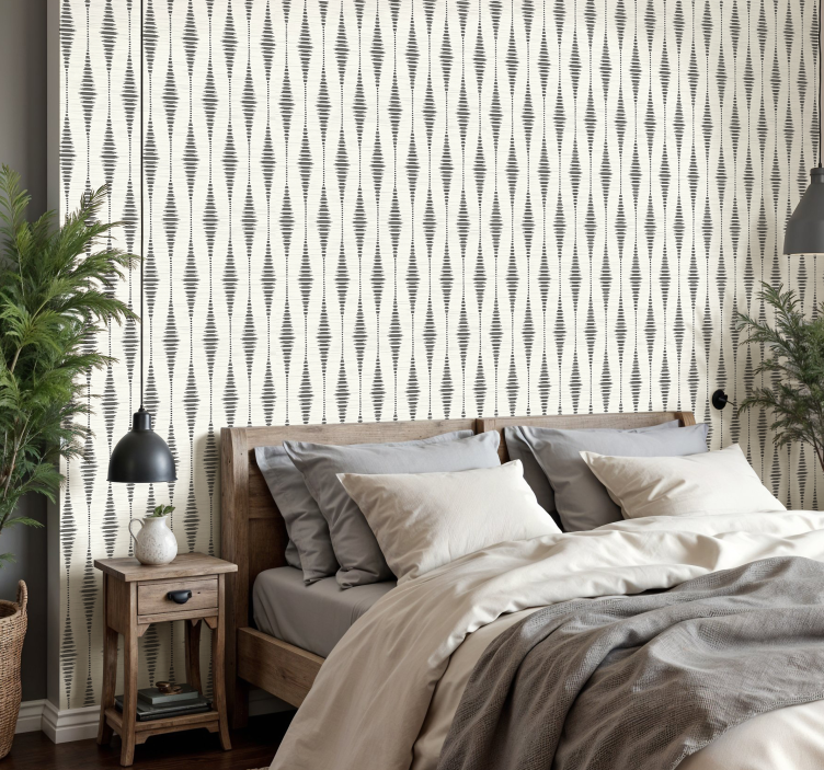 "Rabaul Ikat" grey and beige goemetric wallpaper - TenStickers
