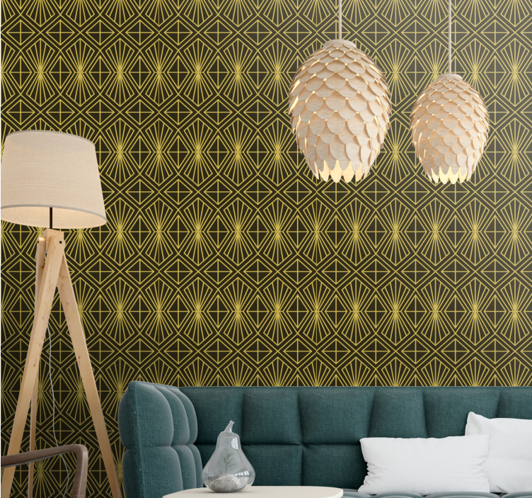 Radiant geometric shapes living area wallpaper - TenStickers