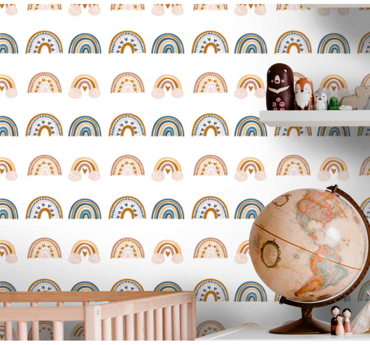 Rainbow Arcs Pattern nursery room wallpaper - TenStickers