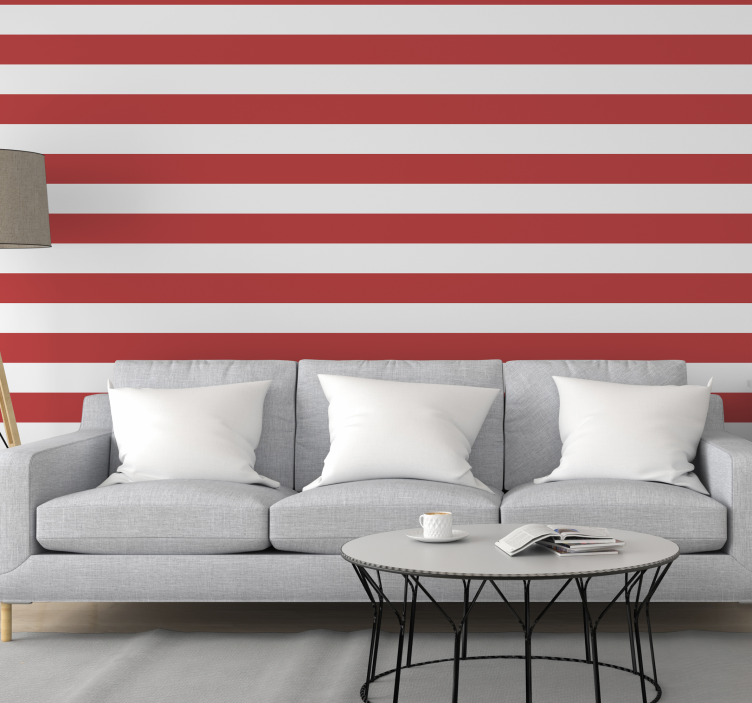 Red and white striped flower wallpaper - TenStickers