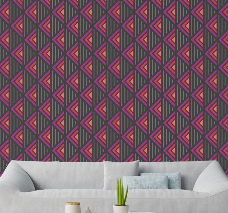 Red diamond pattern Abstract Wallpaper - TenStickers