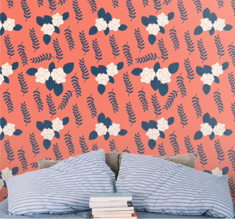 Red ferns arrangement floral wallpaper - TenStickers