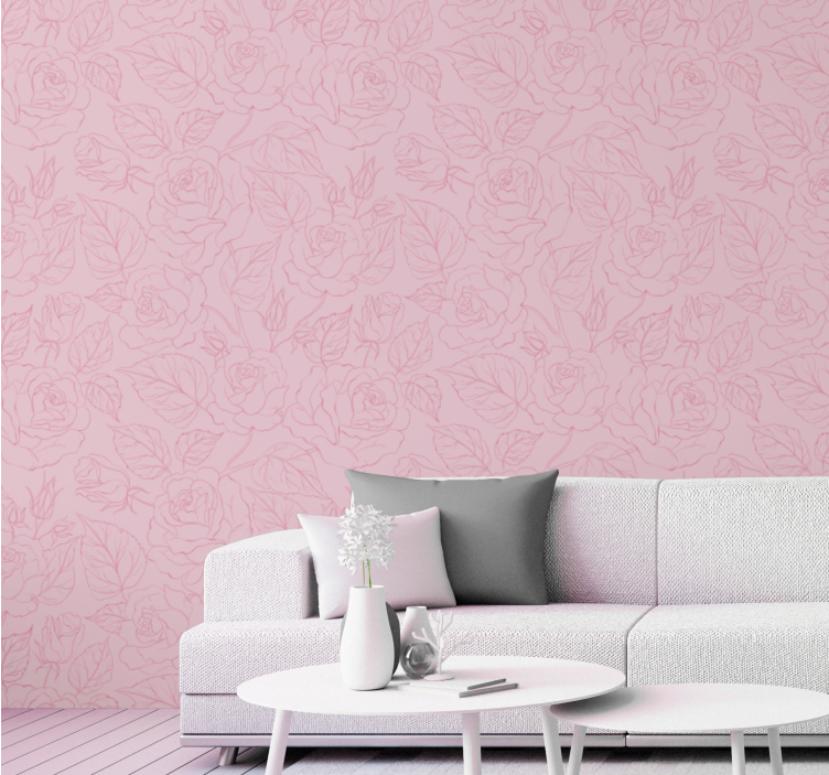 Rose pink background flowers wallpaper - TenStickers