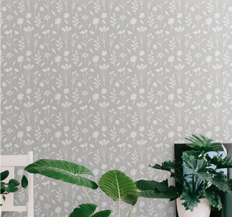 Scandinavian style meadow pattern wallpaper - TenStickers