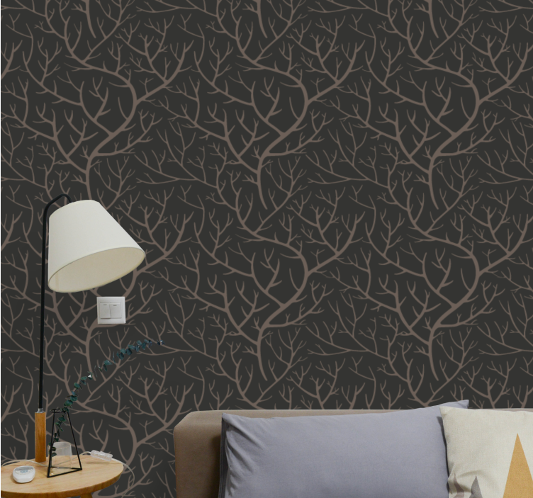Scandinavian style night forest tree wallpaper - TenStickers